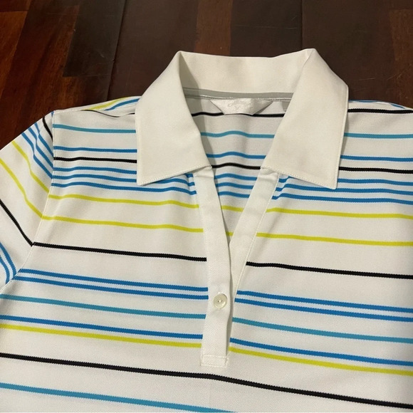 Callaway Short Sleeve Polo Shirt Women’s Medium Golf Pickleball Striped - Picture 3 of 8
